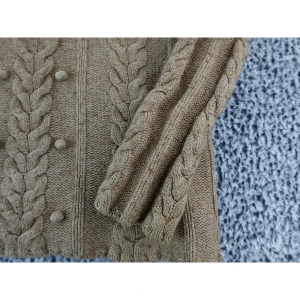 Old Navy Women Cable Knit V Neck Sweater Brown Long Sleeve Buttons Size Medium‎